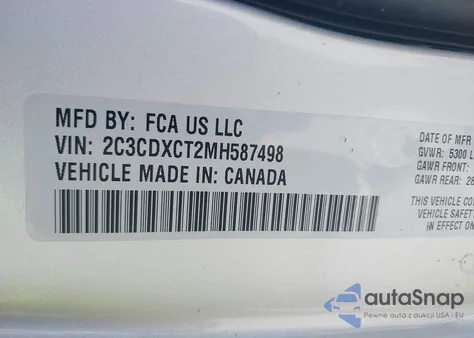 2021 Dodge Charger R/T Rwd from USA, damaged, VIN 2C3CDXCT2MH587498